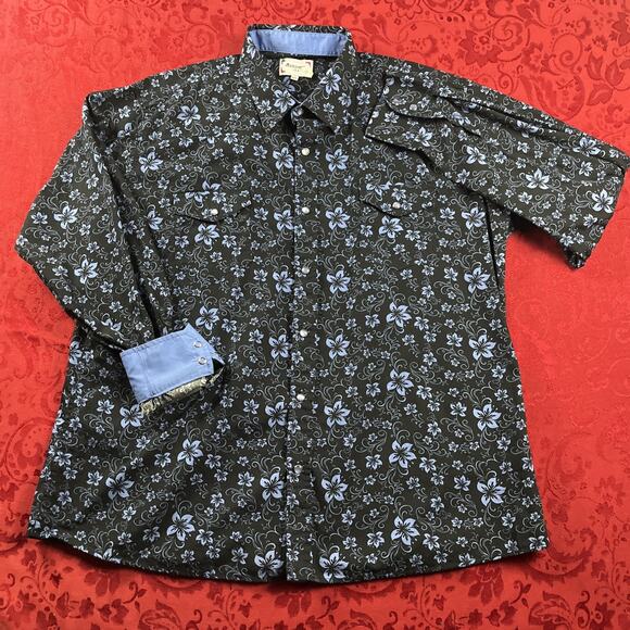 Ace of Diamonds Shirt Mens 3XL Black Blue Pearl Snap Western Retro Cowboy *read - Picture 2 of 12